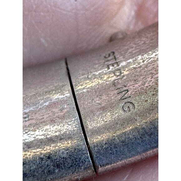 Sterling Silver Hinged Bracelet Engraved Leaf Pattern 7 1/4 Inches Vintage - Picture 5 of 7